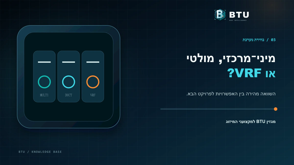 השוואה בין מזגן עילי, מולטי ומיני מרכזי